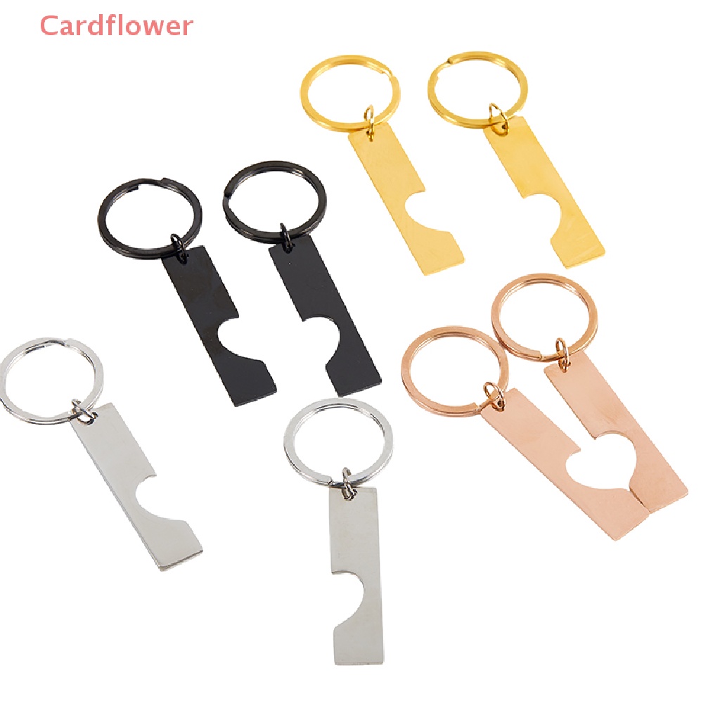 2 Móc Khóa Hình Mảnh Ghép Trái Tim Bằng Thép Không Gỉ Mới
