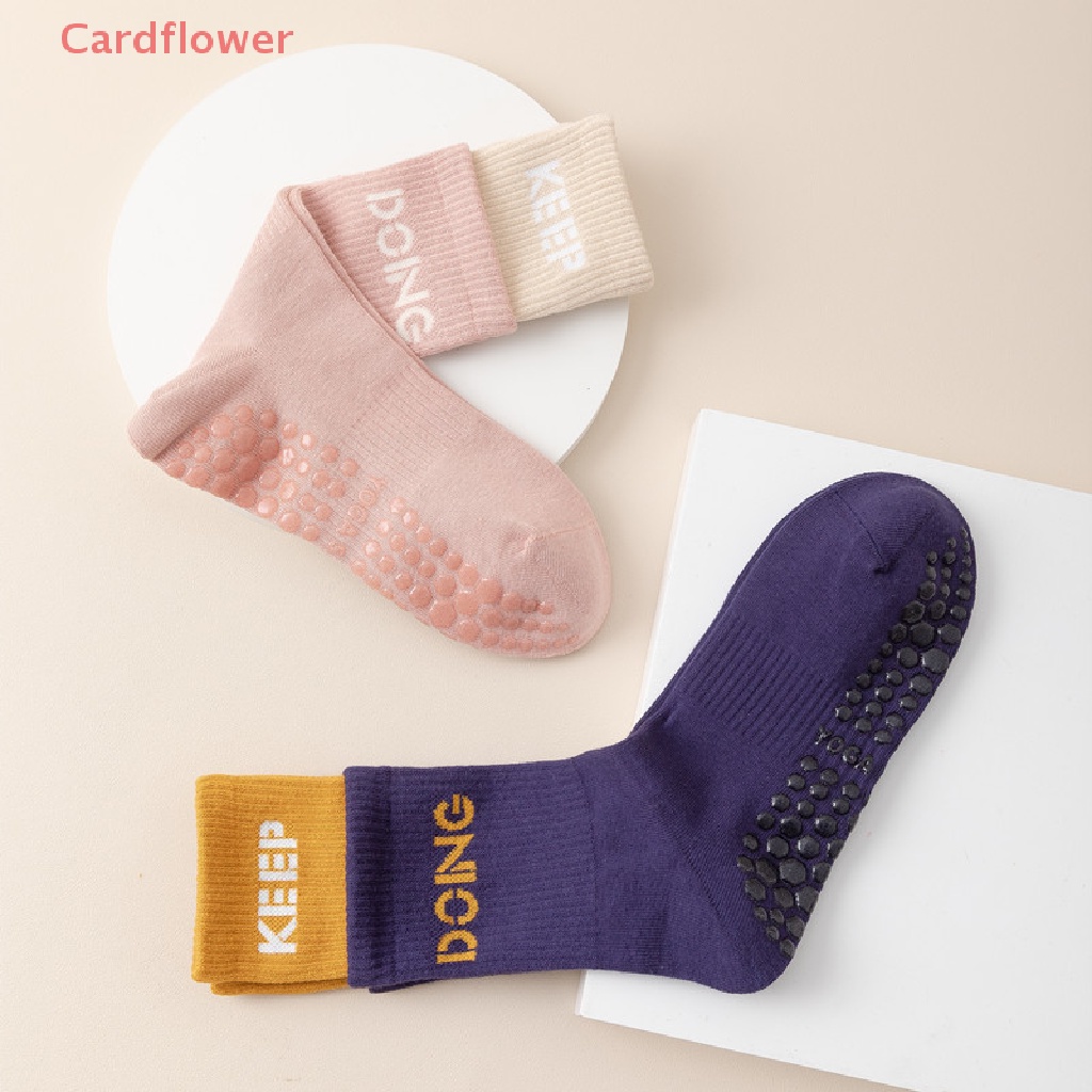 &lt; Cardflower &gt; Vớ Tập Yoga Pilates Cổ Trung Bằng Silicon Chống Trượt Hai Màu Tương Phản Mới Cho Nữ