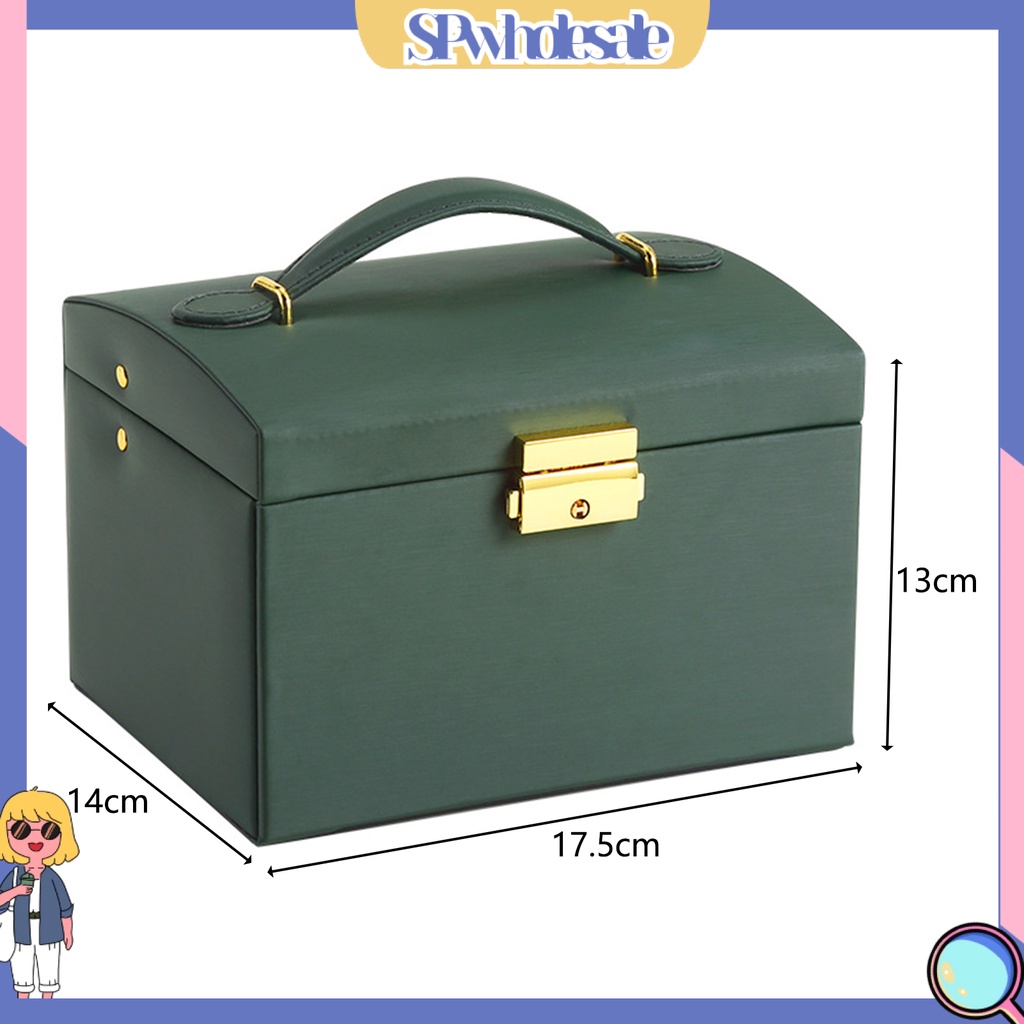 <SPwholesale> Hộp Trưng Bày Trang Sức Ba Tầng Có Khóa Cài Nhỏ Gọn Dành Cho Gia Đình