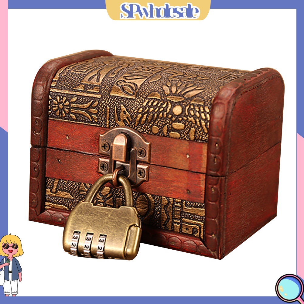 <SPwholesale> Hộp Đựng Trang Sức Khắc Họa Tiết Cổ Điển Có Khóa