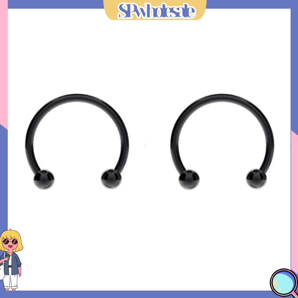 <SPwholesale> Bộ 2 Khuyên Mũi Thép Không Gỉ Hình Móng Ngựa