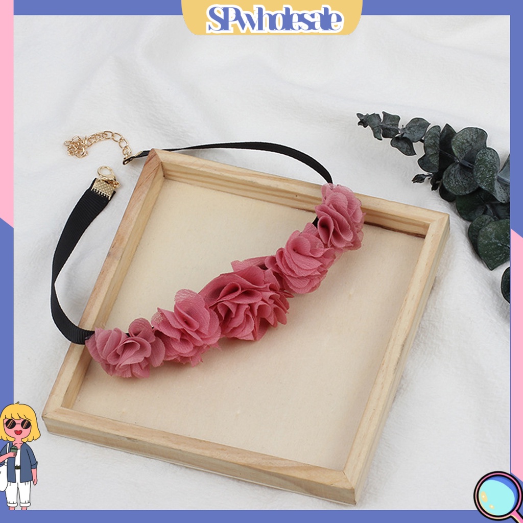 <SPwholesale> Vòng Cổ Choker Ren Hoa Hồng Co Giãn Có Thể Điều Chỉnh Trang Sức Làm Quà Tặng Cho Nữ