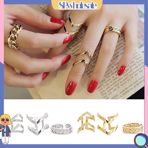<SPwholesale> Set 3 Nhẫn Đeo Khớp Ngón Tay Hình Mũi Tên Thời Trang Cho Nữ