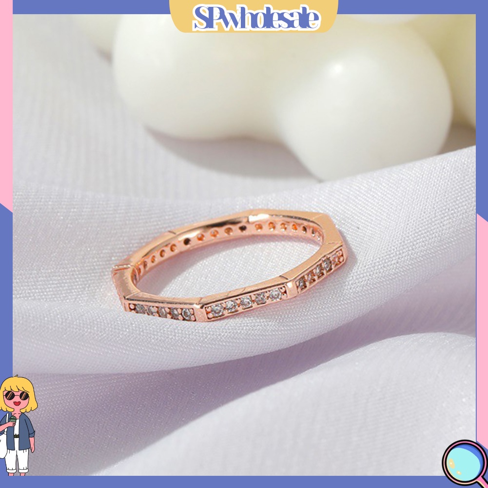 <SPwholesale> Nhẫn Hình Đa Giác Đính Đá Phong Cách Đơn Giản Cho Nam Và Nữ