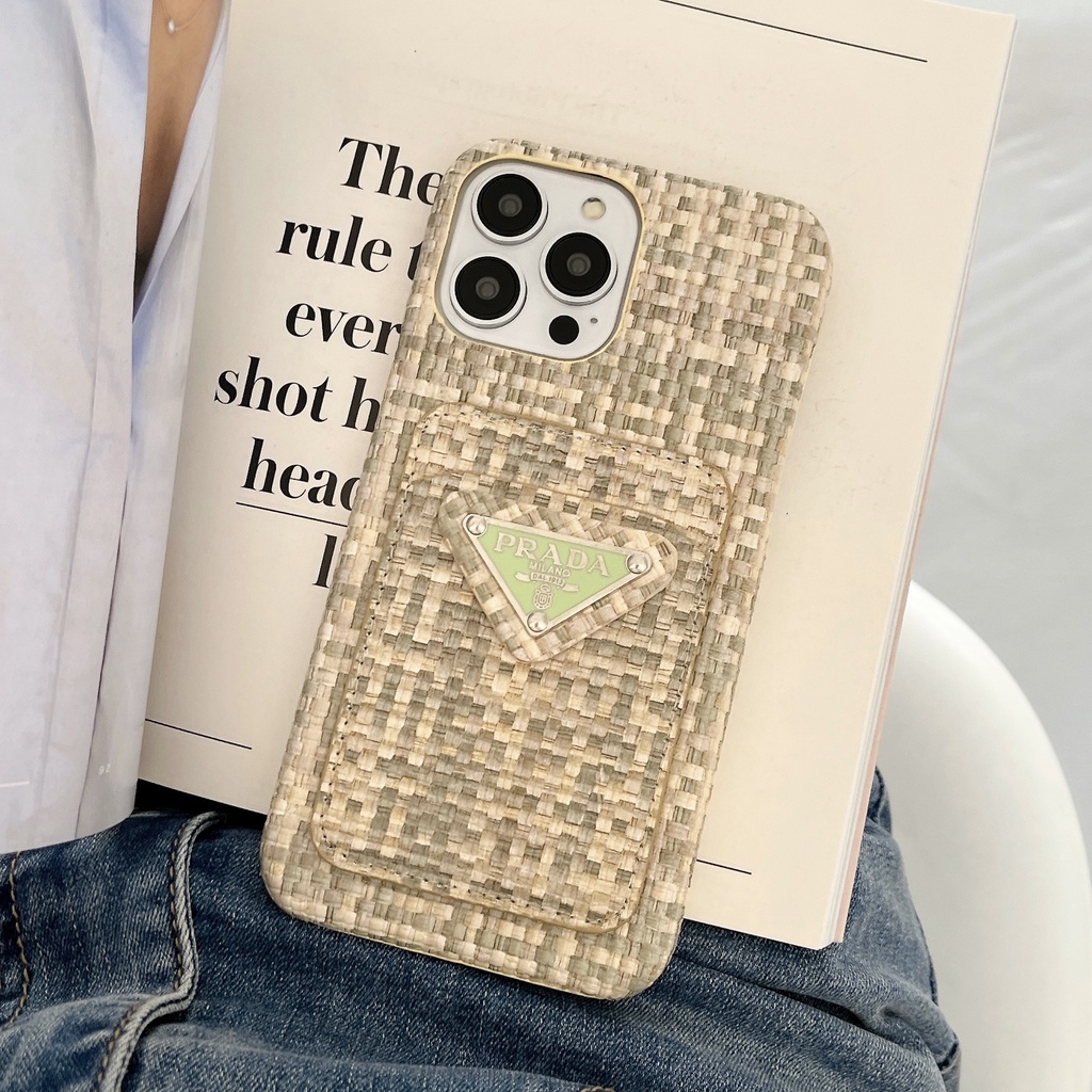 Ốp Điện Thoại Họa Tiết Bện Có Ngăn Đựng Thẻ Chống Trượt Cho iPhone 14 Pro Max 13 Pro Max 12 Pro Max 14PLUS