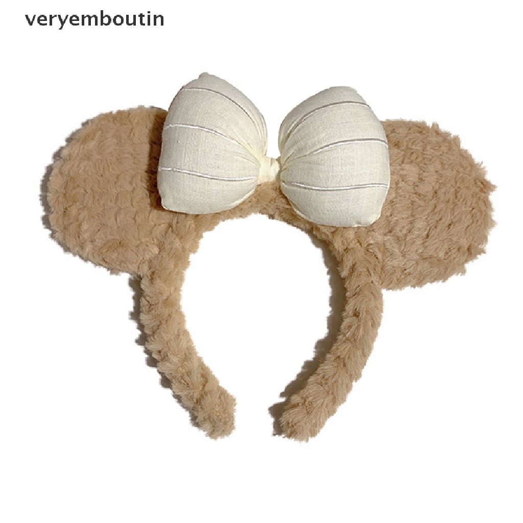 Băng đô cài tóc rửa mặt Tai Gấu Nhỏ Đính Nơ Họa Tiết Hoạt Hình Dễ Thương Cho Nữ