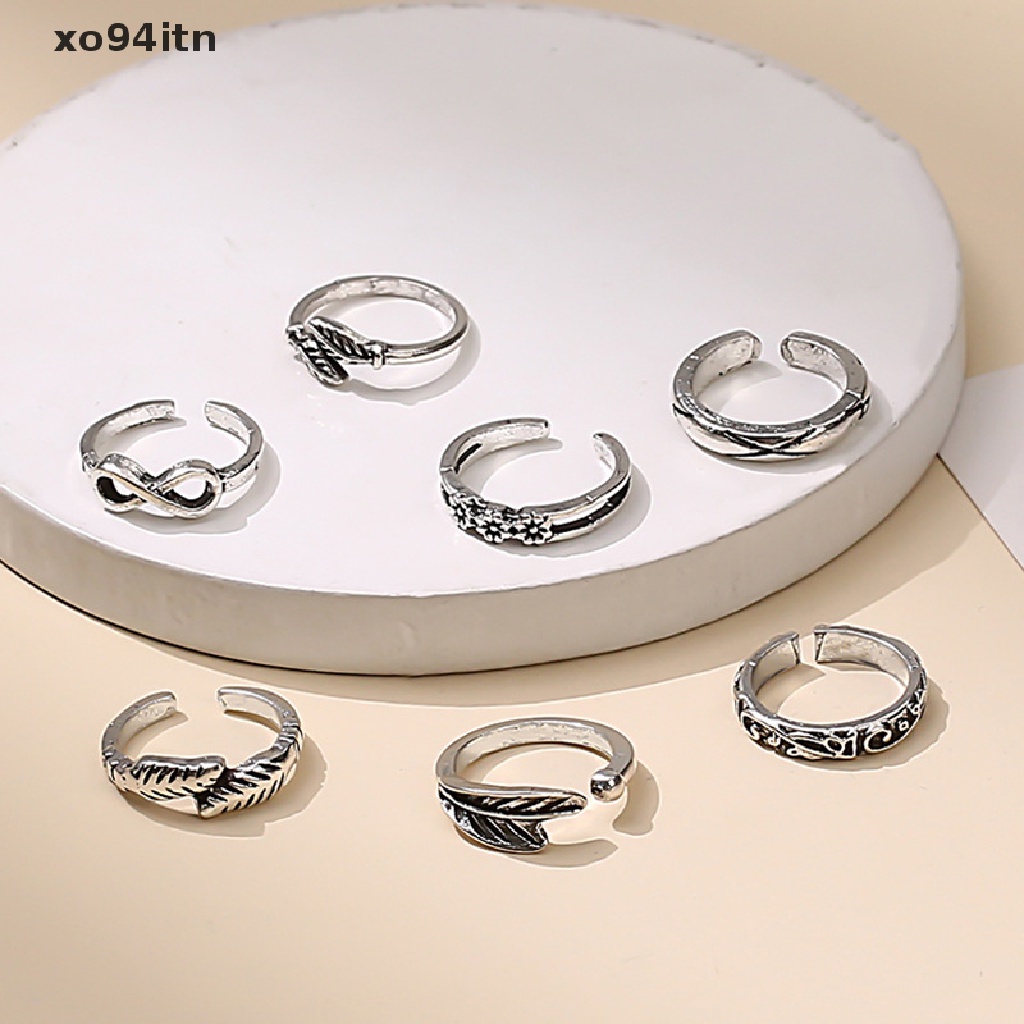 Set 6 Nhẫn Đeo Ngón Chân Họa Tiết Gợn Sóng Có Thể Điều Chỉnh Kích Cỡ