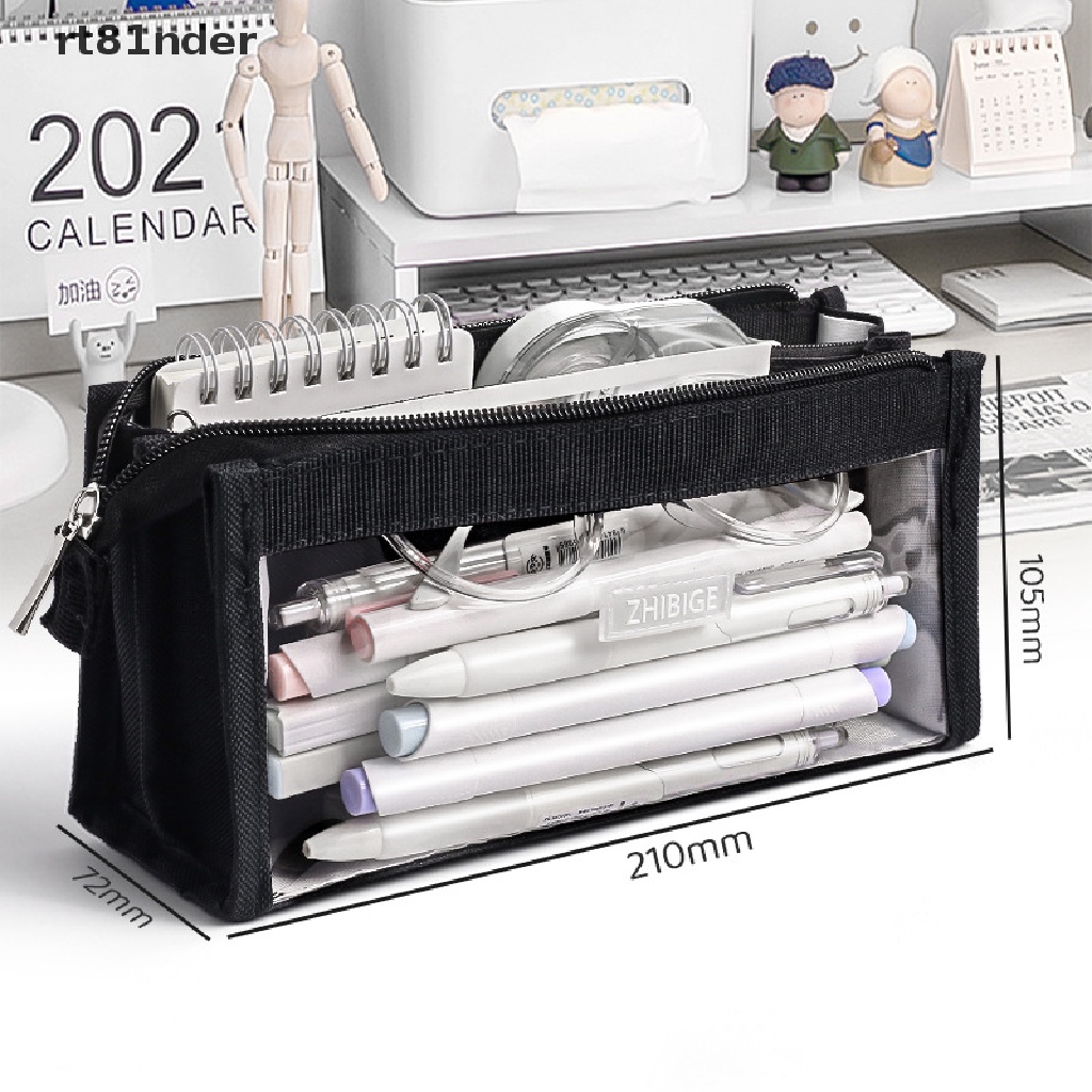 Túi Đựng Bút Sáu Ngăn Trong Suốt Sức Chứa Lớn Có Khóa Kéo Tiện Dụng
