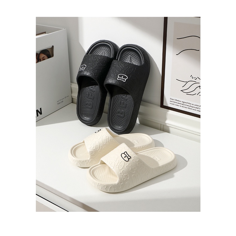 JOFANNY dép nữ mặc bên ngoài chống trượt quai ngang bánh mì nữ hai màu tùy chọn đế cao 3cm