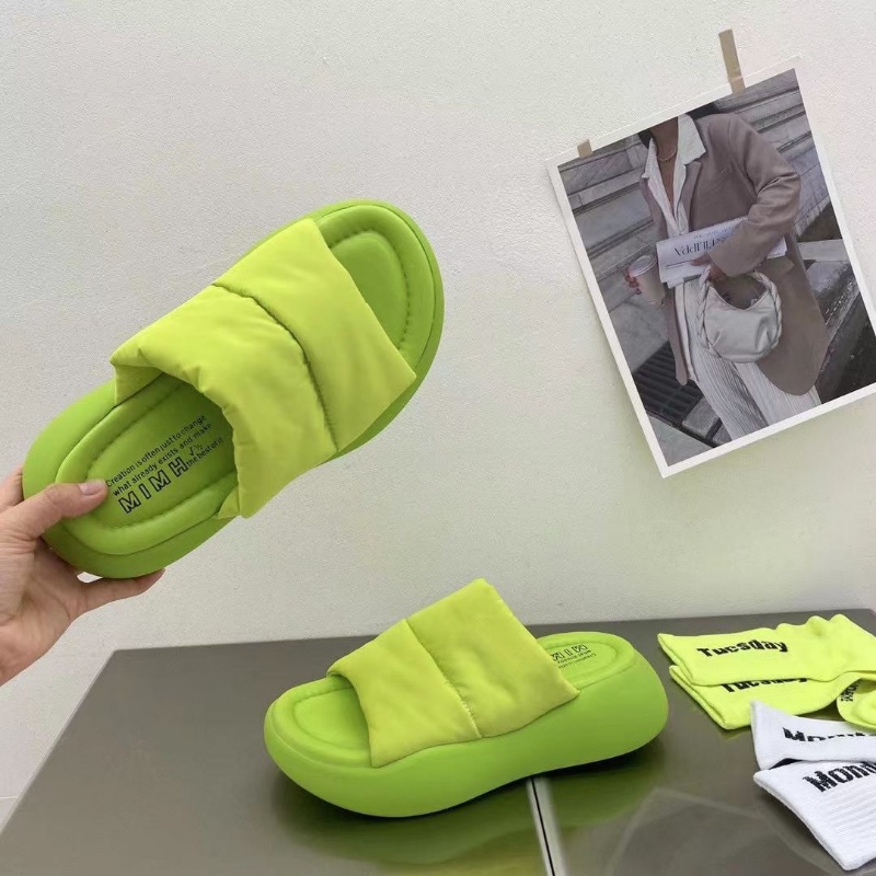 Kisstyle Dép Sandal Xỏ Ngón Đế Dày Mũi Tròn Bằng Vải Mềm Thoáng Khí Thoải Mái Ngoài Trời Cho Nữ