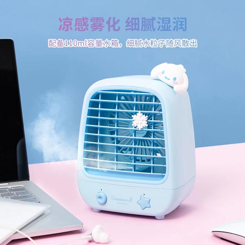 Quạt Phun Sương Làm Mát Mini 18Cm Hình Kuromi Cinnamoroll My Melody Dễ Thương