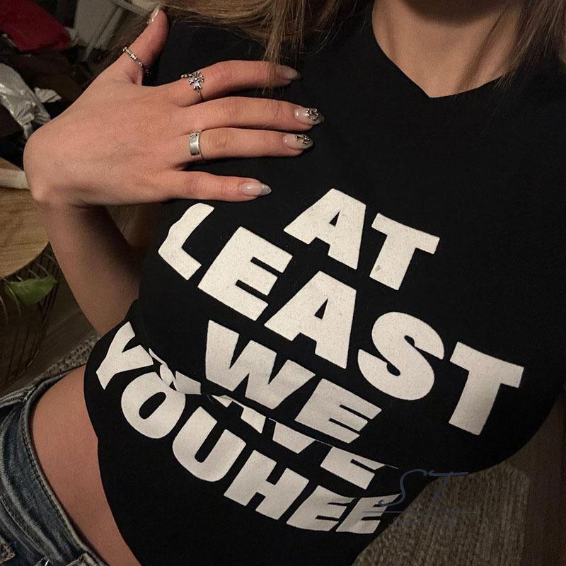 Áo Thun Tay Ngắn Cổ Tròn Dáng Ôm In Chữ Phong Cách Đường Phố CY03