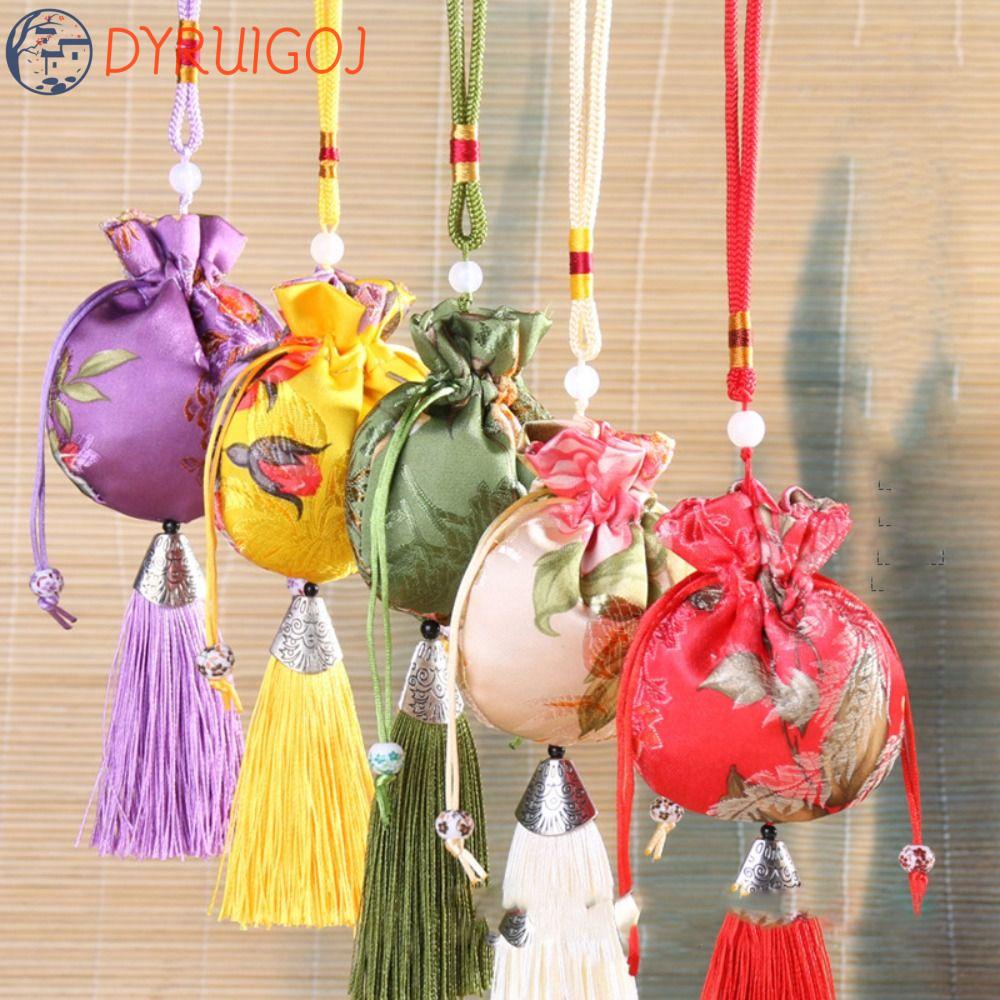 Túi Thơm Họa Tiết Hoa Phối Tua Rua Phong Cách Trung Hoa Cổ Điển