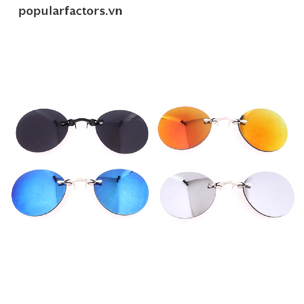 Kính Mát Gọng Tròn Mini Không Viền Dạng Kẹp Dành Cho Nam