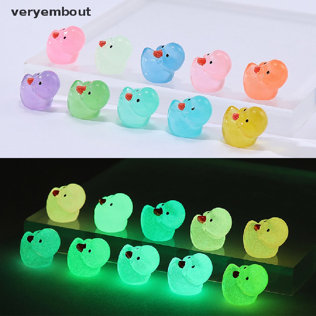 1 / 10 Vịt Bằng Nhựa Phát Sáng Trong Tối Trang Trí Nhà Búp Bê