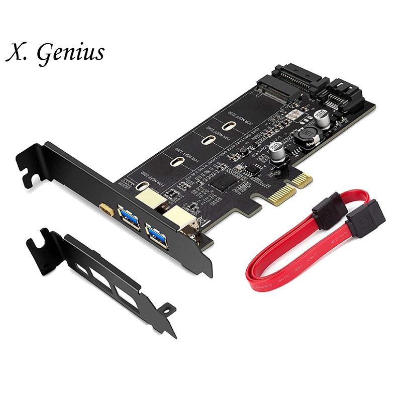 Thẻ Chuyển Đổi PCI-E Sang USB 3.0 PCI Incl.1 USB C Và 2 Cổng USB A M.2 NVME Sang PCIe 3.0 Kèm Giá Đỡ