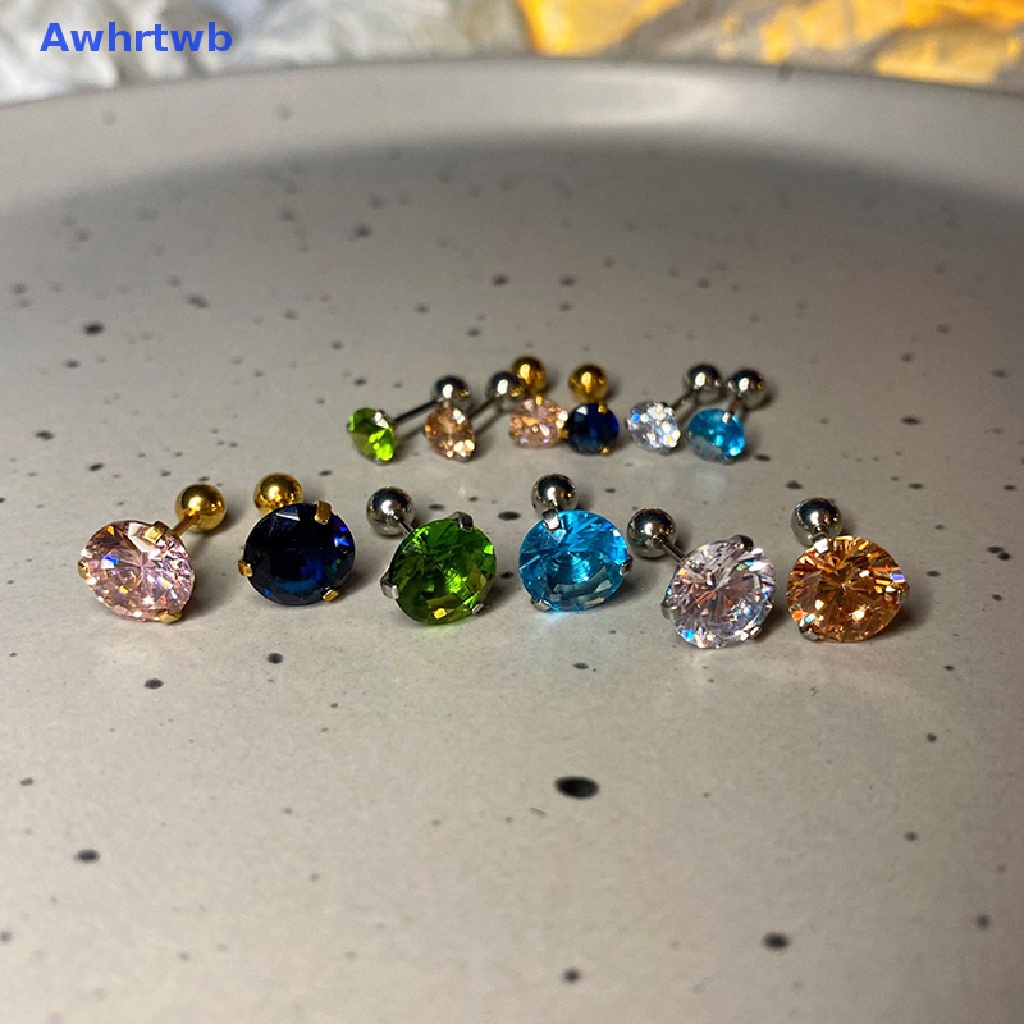 1 Khuyên Tai Đính Đá 5 / 8mm Thời Trang Nữ Tính Mới