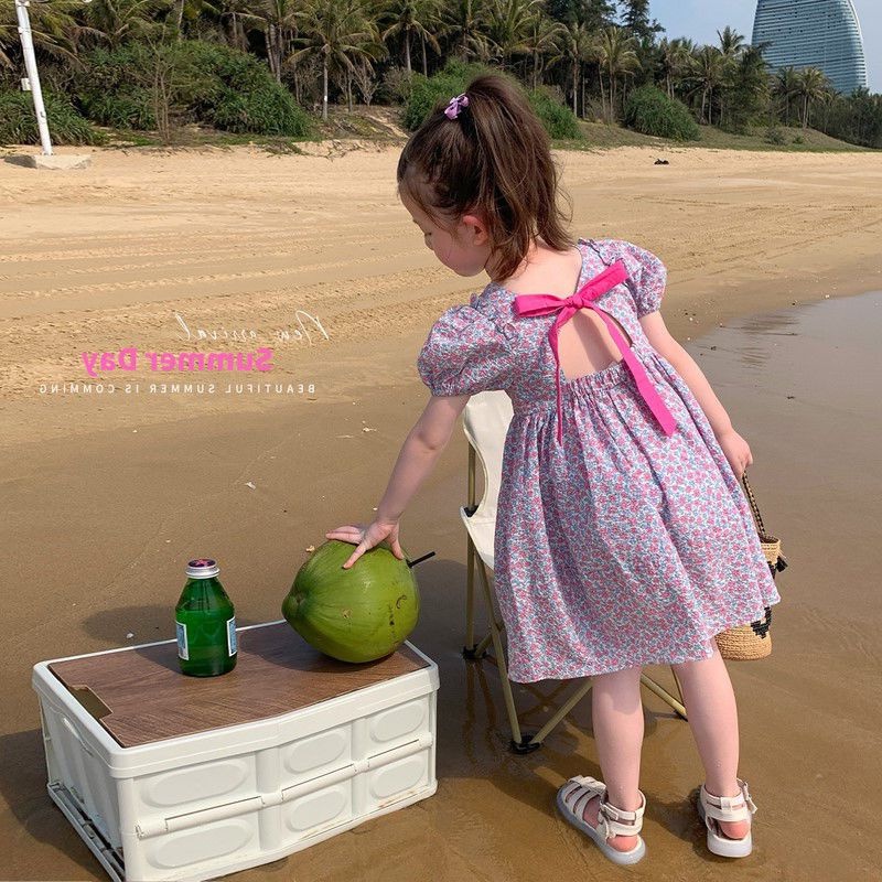 Đầm Công Chúa Mùa Hè Họa Tiết Hoa Phong Cách Hàn Quốc Cho Bé Gái 8-9 Tuổi