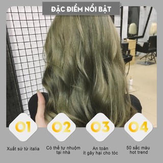Thuốc nhuộm tóc màu nhuộm tóc  xanh rêu đen khói không cần tẩy chính hãng OLAP 33 - LM