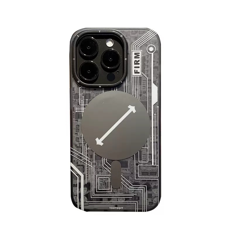 Ốp Điện Thoại Họa Tiết Bảng Mạch Công Nghệ Hít Nam Châm Mặt Nhám 13 / 12 Cho iPhone 14 Pro Max Plus