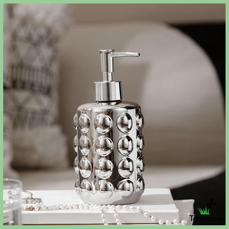 Bình Gốm Đựng Xà Phòng Rửa Tay 350ml Có Vòi Nhấn Tiện Dụng