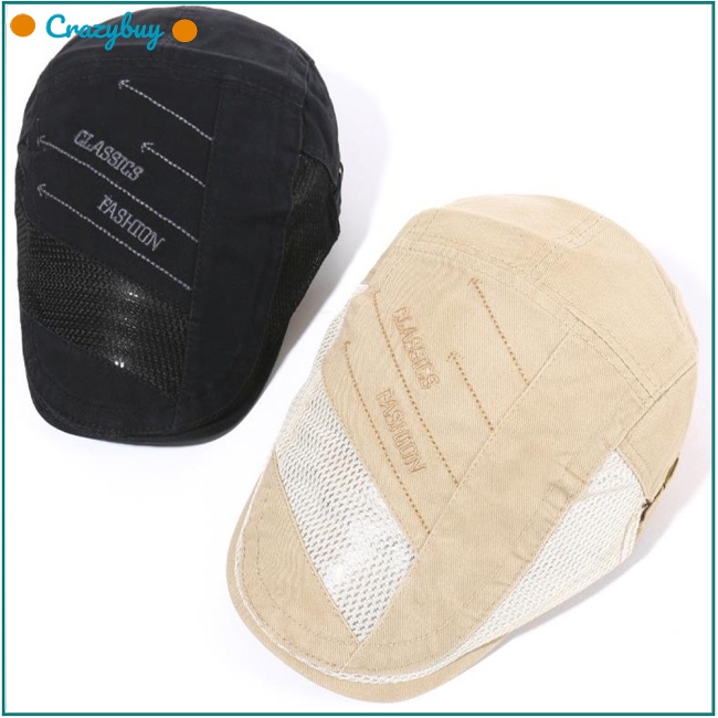 Cr Mũ Beret Vải Cotton Phối Lưới Thoáng Khí Chống Nắng Có Thể Điều Chỉnh