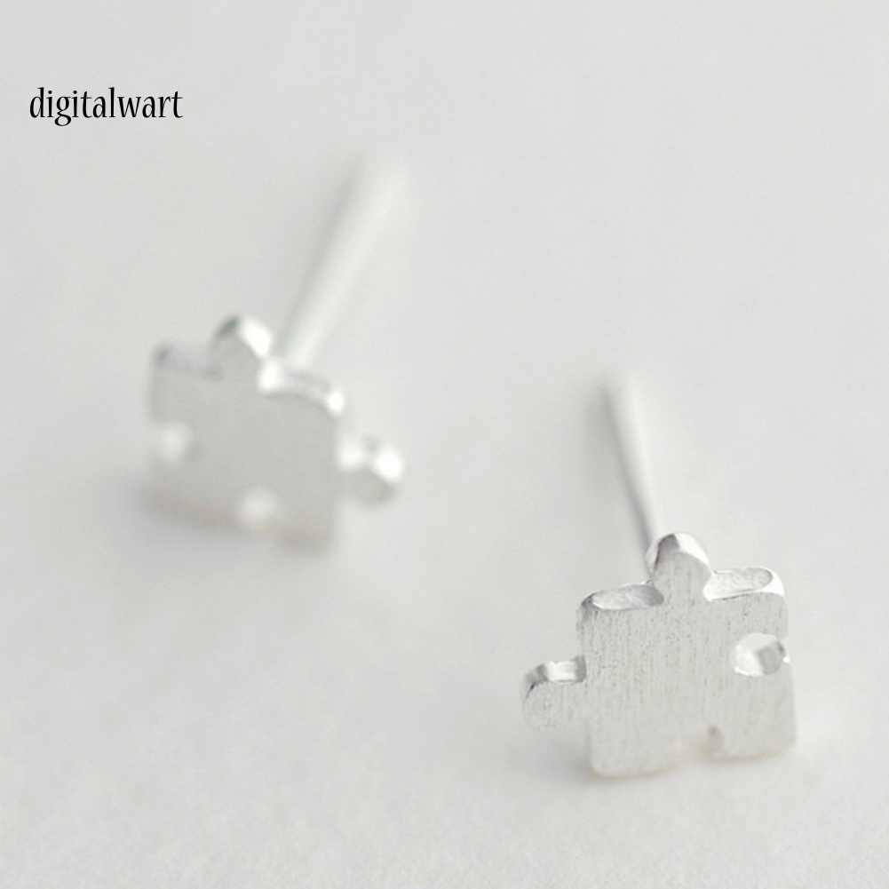 Kỹ Thuật Số| Bông Tai Mạ Bạc Kiểu Mảnh Ghép Hình Thời Trang Cho Nữ