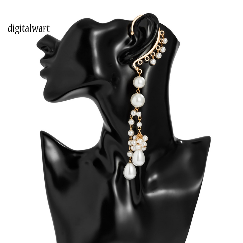 Kỹ Thuật Số| 1 Khuyên Kẹp Vành Tai Dáng Dài Đính Ngọc Trai Nhân Tạo Thời Trang