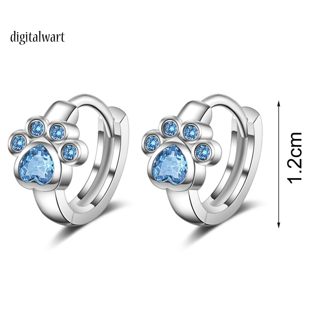 Kỹ Thuật Số| 1 Đôi Bông Tai Xỏ Lỗ Hình Dấu Chân Động Vật Đính Đá Zircon Lâu Trôi Dễ Thương