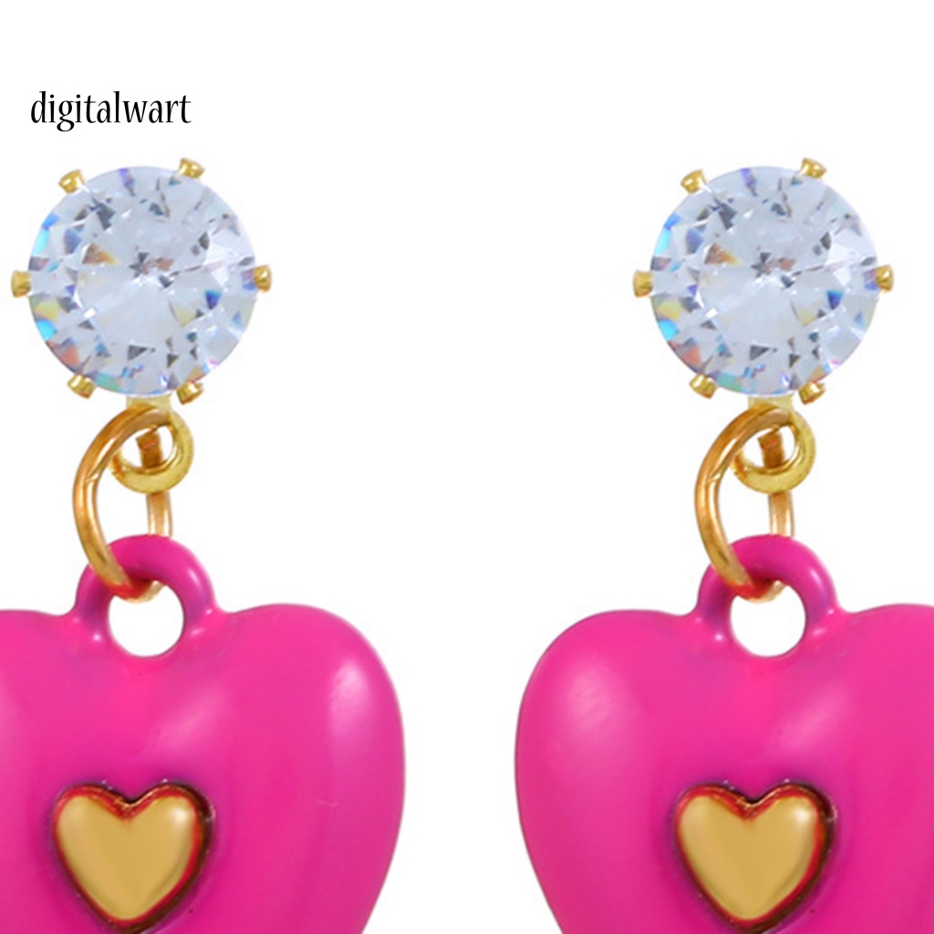 Kỹ Thuật Số| 1 Đôi Bông Tai Đính Đá Zircon Trái Tim Màu Sắc Tươi Sáng Dành Cho Nữ
