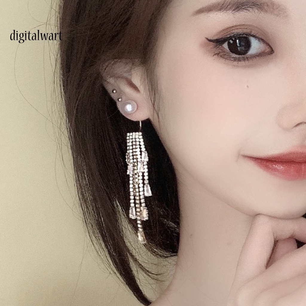 Kỹ Thuật Số| 1 Đôi Bông Tai Dáng Dài Đính Ngọc Trai Nhân Tạo Lấp Lánh Thời Trang Hàn Quốc