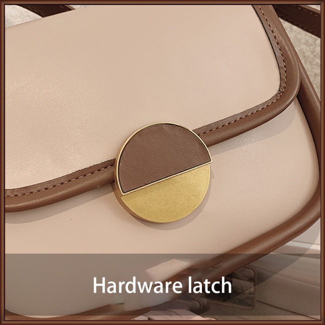 Túi Đeo Chéo Giả Da Dáng Vuông Nhỏ Màu Tương Phản Thời Trang Cho Nữ