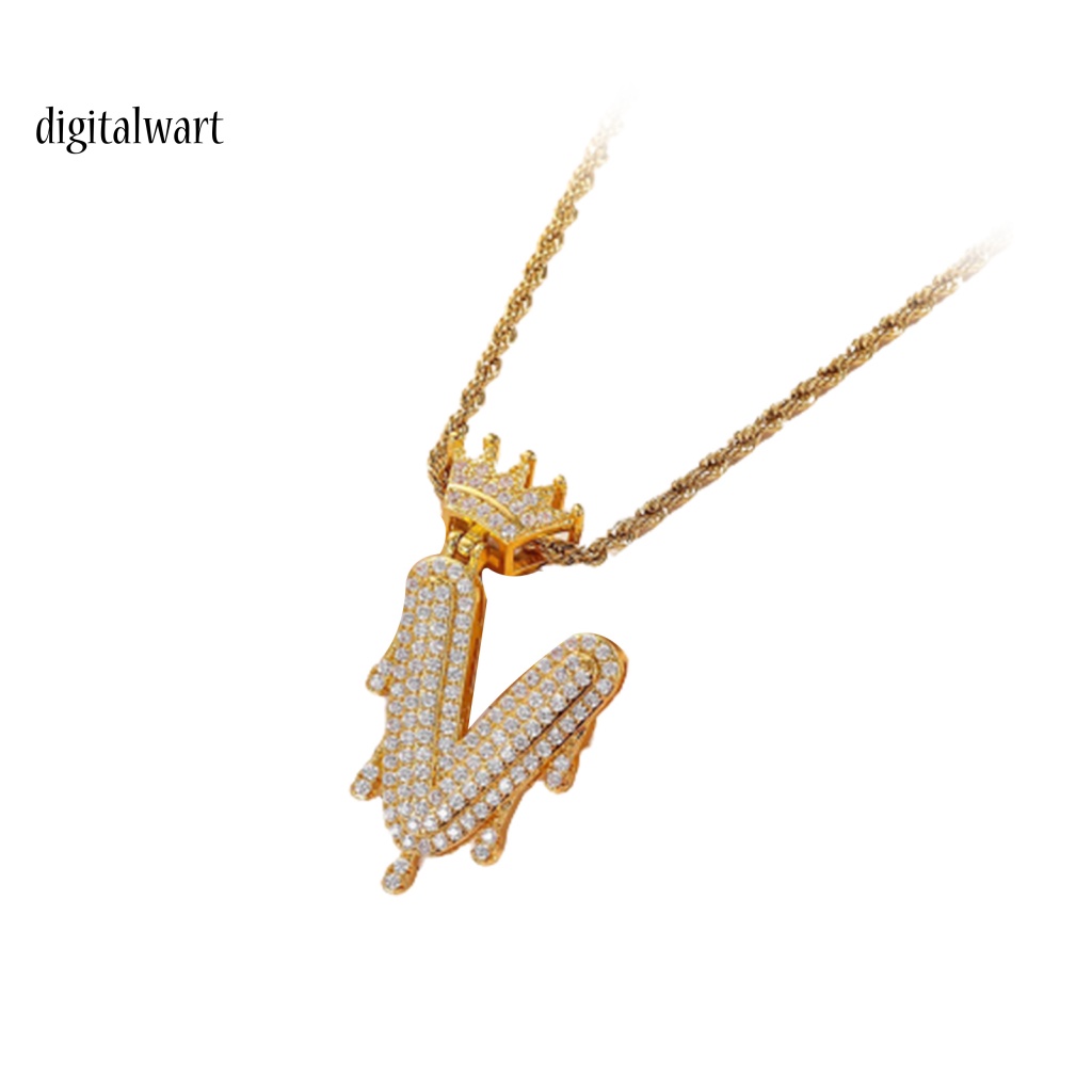 Kỹ Thuật Số| Vòng cổ Mạ Vàng 26 Chữ Cái Đính Đá Zircon Phong Cách Hip Hop