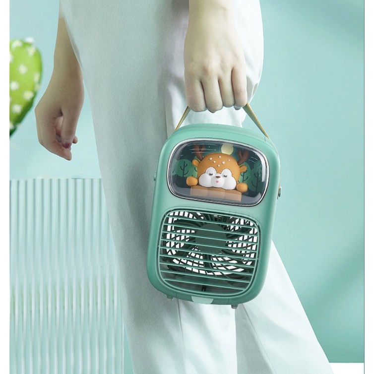 Quạt Điều Hoà Hơi Nước Mini Sạc Pin GP4706 Giảm Ngay 10-15 độ, Phun Hơi Nước Bù Ẩm - Hàng Bảo Hành 12 Tháng