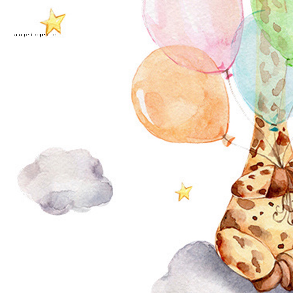 Sticker Dán Tường Tự Dính Bằng PVC Hình Hươu Cao Cổ Và Bong Bóng Dễ Thương