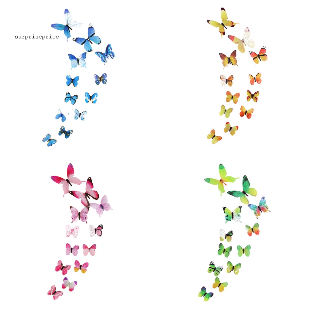 Bộ 12 Miếng Dán Tường Hình Bướm Ba Chiều Màu Dạ Quang Tự Dính Chống Nước Trang Trí Nhà Bếp DIY