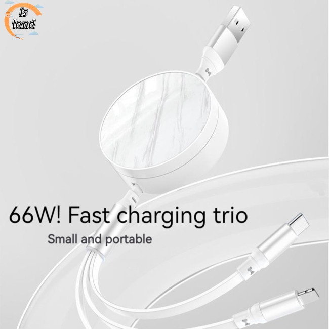 Dây Cáp Sạc Nhanh 5 Cổng Usb 66w 3 Trong 1 Có Thể Thu Gọn Tiện Dụng