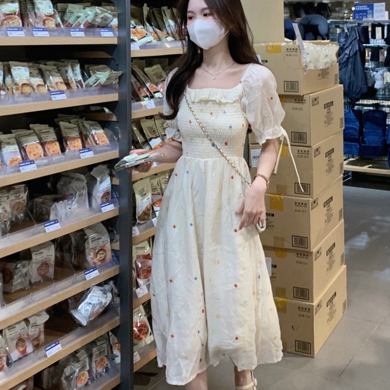 IELGY    Đầm Dài Đến Giữa Eo In Hoa Nhẹ Nhàng Thanh Lịch Cho Nữ