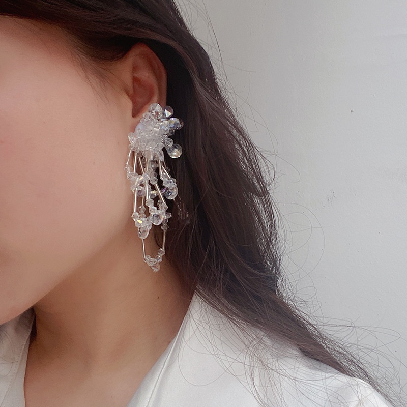 Bông Tai Hình Thác Nước Bằng Pha Lê Trong Suốt Sang Trọng