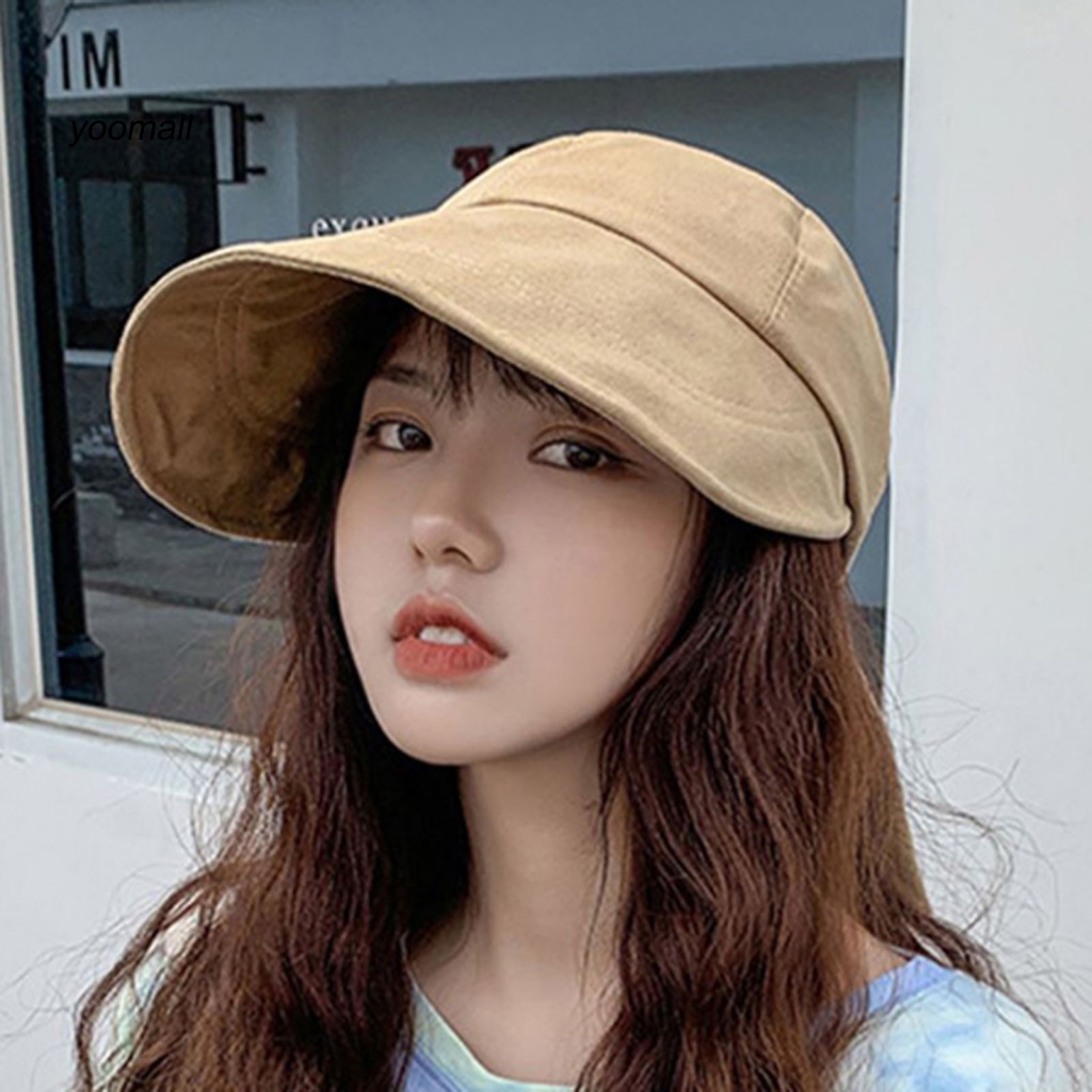 Mũ Chống Nắng Đi Biển Mùa Hè Thắt Nơ Lớn Màu Trơn Ngọt Ngào Thời Trang Cho Nữ