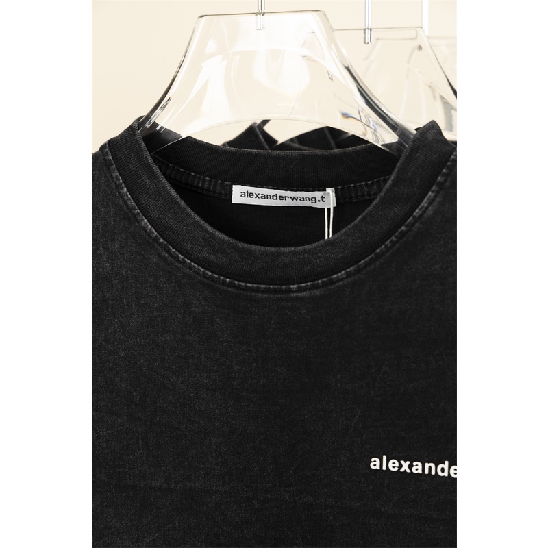 Ale-xander9 Wang- AW- Áo Thun Tay Ngắn In Chữ logo Trước Ngực Giặt Được Phong Cách Cho Nam Và Nữ Jdfhbdfgzsd