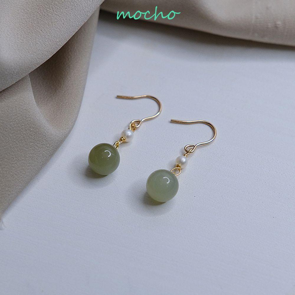 Bông Tai Dáng Dài Đính Hạt Xanh Lá Đơn Giản Thời Trang Dự Tiệc Cho Bạn Gái