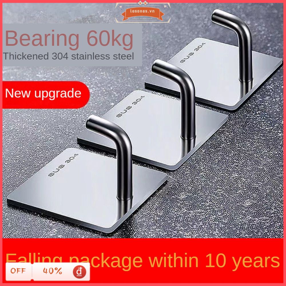 Móc Treo Đồ Gắn Tường Bằng Thép Không Gỉ 304 Không Đục Lỗ Chịu Tải Mạnh