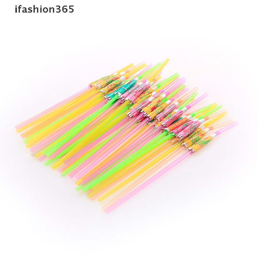 Set 50 Ống Hút Nhựa Hình Trái Cây Gắn Dù Cho Các Bữa Tiệc Bãi Biển Tiện Dụng ifashion365