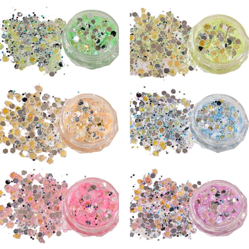 Set Kim Sa Màu Cầu Vồng Lấp Lánh Trang Trí Móng Tay Nghệ Thuật