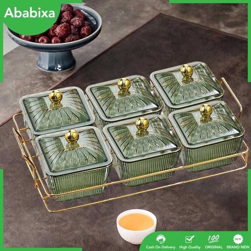 [Ababixa] Khay Phục Vụ Đựng Thức Ăn Khô / Trái Cây / Đồ Ăn Vặt Chia Ngăn Đa Năng Có Nắp Đậy Cho Nhà Ở