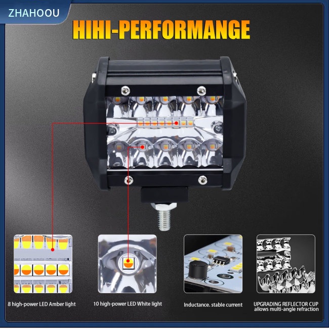 ☃Nhà Cửa☃ 1 Cặp Đèn Led Sương Mù 3 Hàng 4-inch Chống Nước Gắn Cản Trước Xe Tải