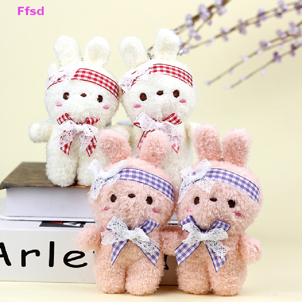 {Ffsd} Móc Khóa Búp Bê Thỏ Bông Ngắn Dễ Thương Có Nơ Phụ Kiện Ba Lô Làm Quà Sinh Nhật Cho Trẻ Em * Hàng Bán Chạy