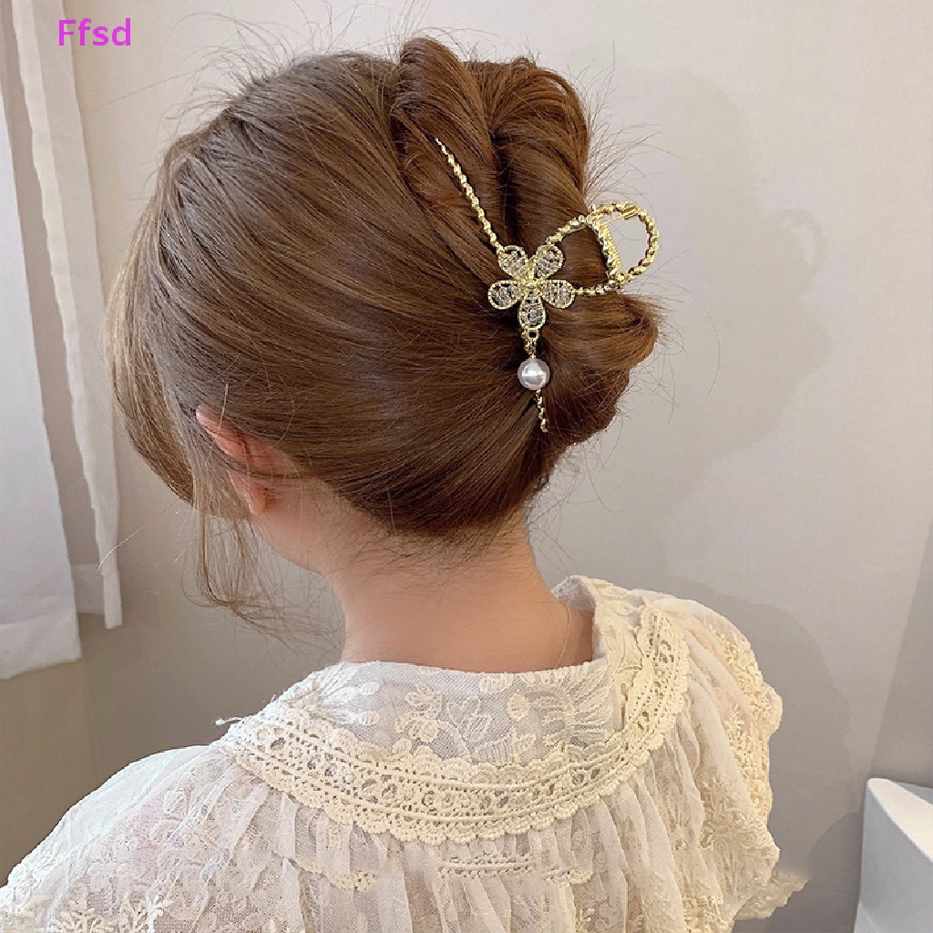 Kẹp Tóc Kim Loại Hình Cá Mập Đính Đá / Hoa Xinh Xắn Cho Nữ