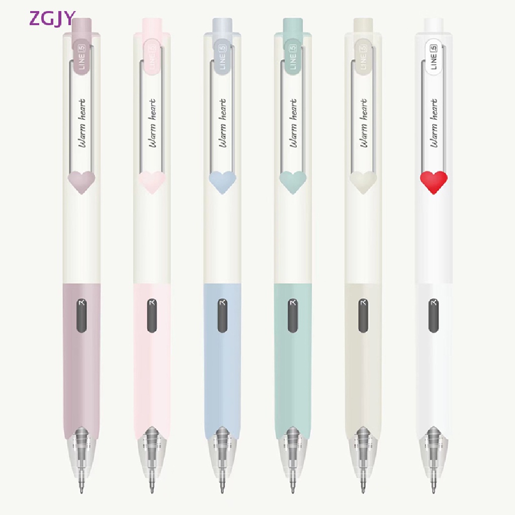 1 / 10 Cây Bút Bi Mực Đen Ngòi 0.5mm Hình Trái Tim Dễ Thương Mới